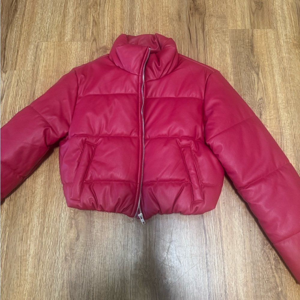 Fashion Nova Cherry Red Puffer Jacket